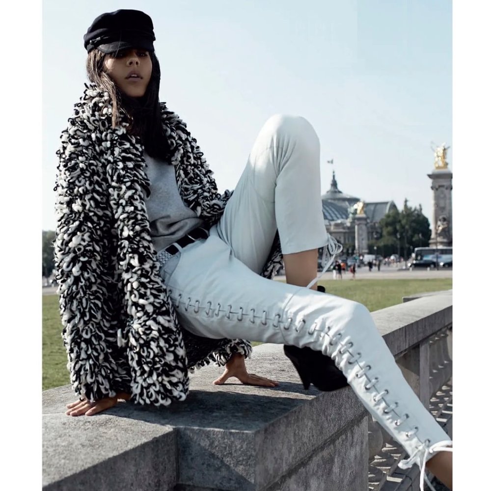 Isabel Marant for H&M Lace Up Leather Pants 26" / Size 6 / White Cigarette Fit